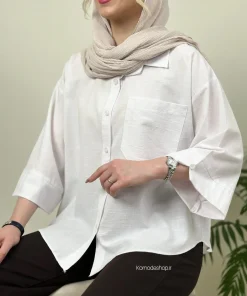 شومیز باکسی لینن زنانه نیکا - سفید