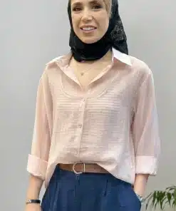 شومیز شیشه ای با تاپ پشت دکمه پاستا