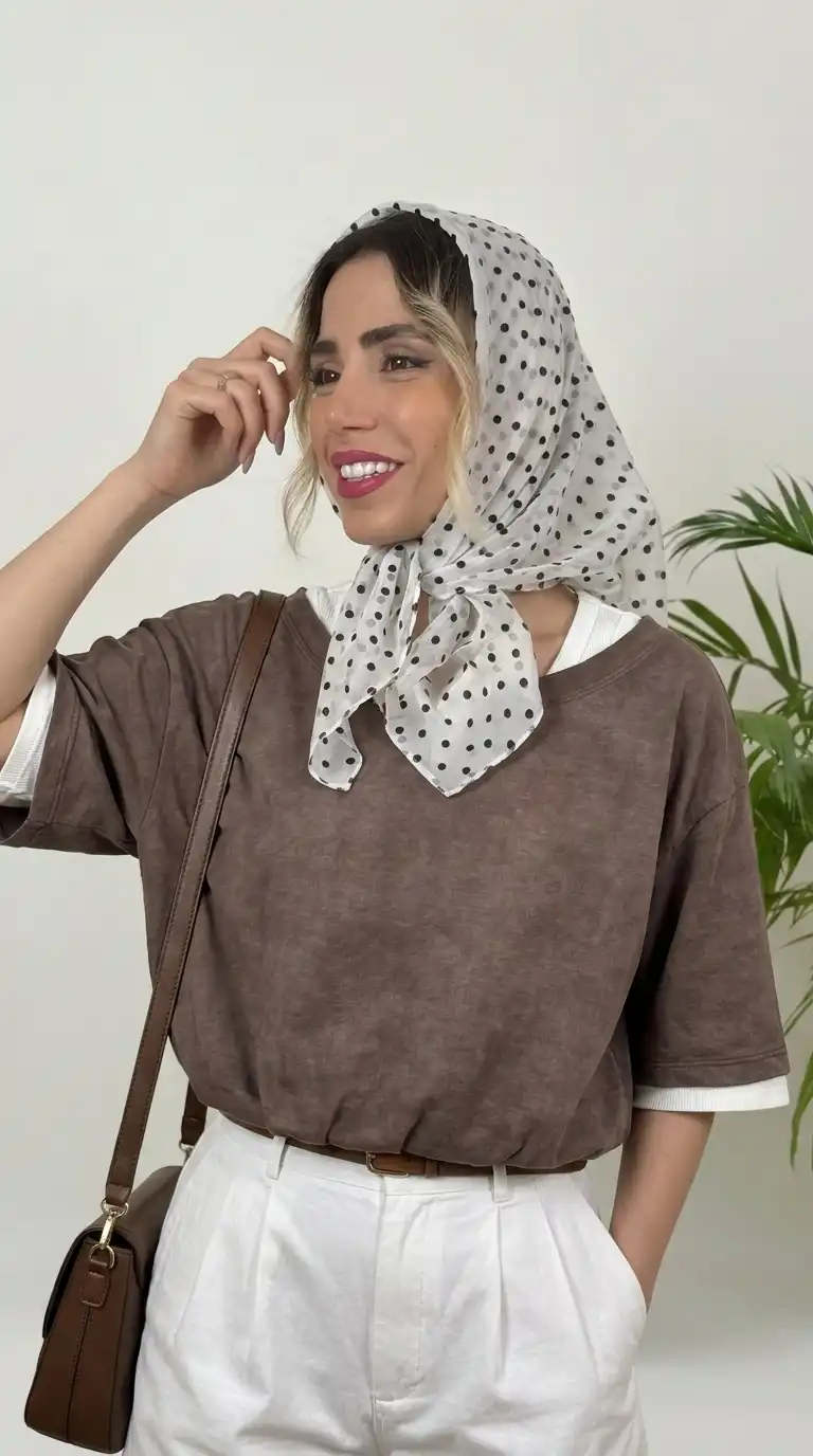 تیشرت دو تکه زنانه نخی مدل قارچی - Image 4